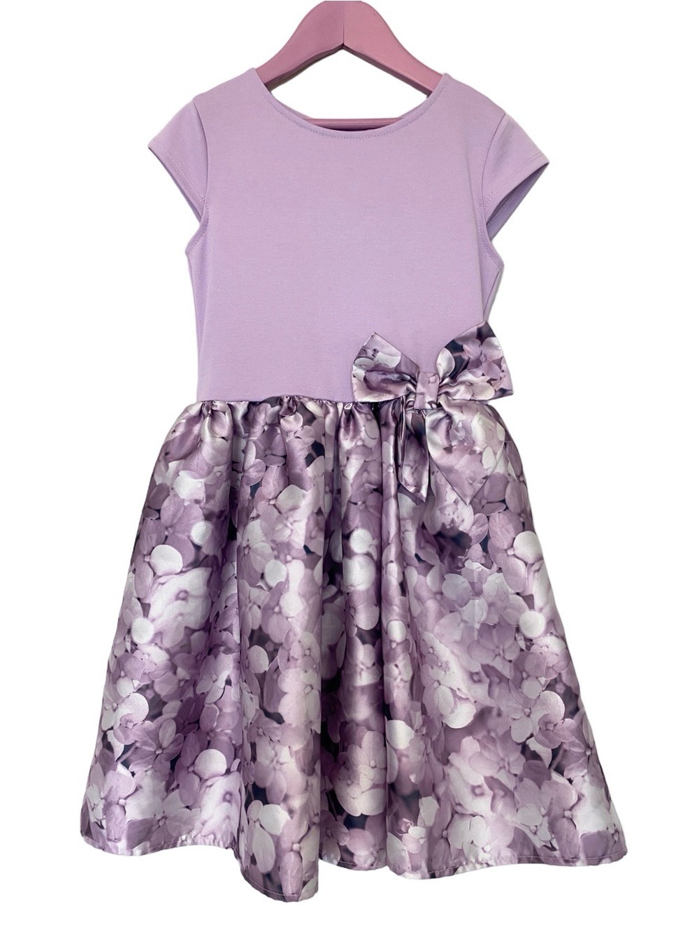 H&M Girls Purple Floral Dress with Bow Size 8-10